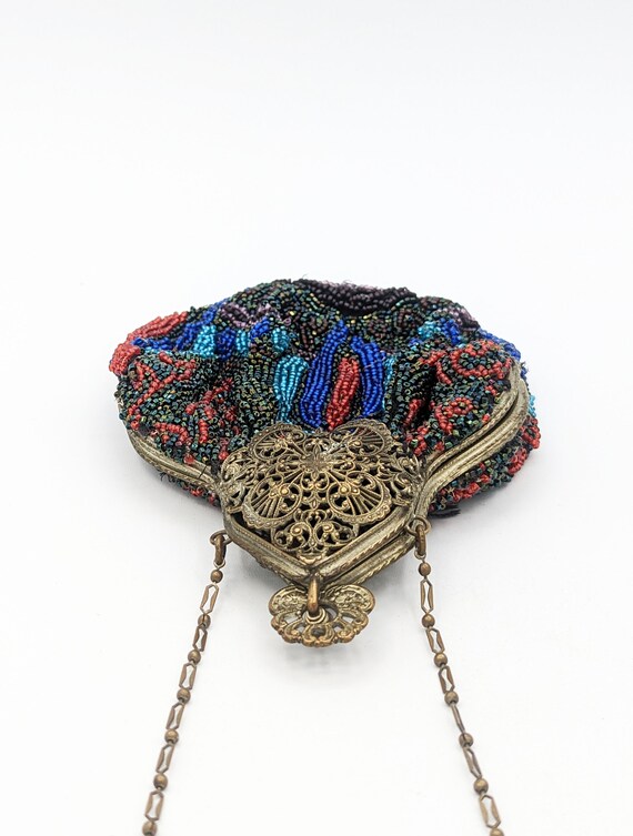 Antique Victorian Bead Purse Ca 1900, Hand Made w… - image 6