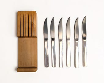 Vintage Gense Sweden Facette Mid Century Steakmesser Set entworfen von Folke Arstrom Ca 1953