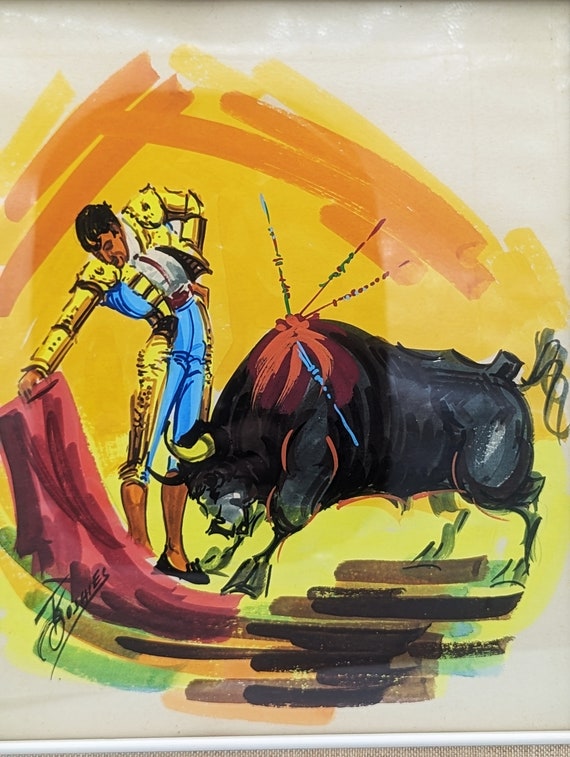 Vintage 1960s Mexican Matador Watercolor Painting - Original