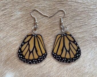 LAMINATED Monarch Wings, Real Butterfly Jewelry, Cottage Core, Nature Earrings, Natural History Specimen, Insect Art, Nature Lover