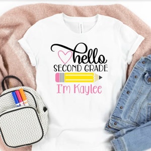 second grade outfit, hello 2nd grade shirt, first day of school shirt, second grade tee, announcement second grade tee, back to school tee
