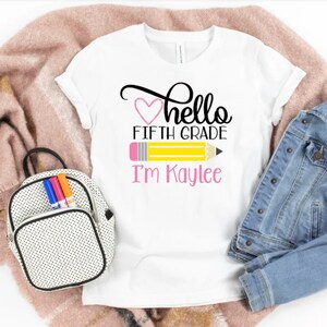 fifth grade shirt, hello fifth grade shirt, first day of school shirt, fifth grade tee, announcement fifth grade tee, back to school t-shirt