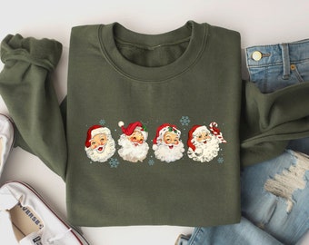 Retro Santa Sweatshirt | Vintage Christmas Sweatshirt | Womens Christmas Sweatshirt| Holiday Sweater | Christmas Sweatshirt | Christmas Gift