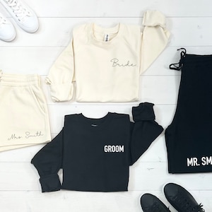 Honeymoon PJ Sets, Wedding After Party Outfits, Mr and Mrs Sweatshirts, Couples Sweatshirts, Bridal Shower Gifts, Matching Couples Outfit