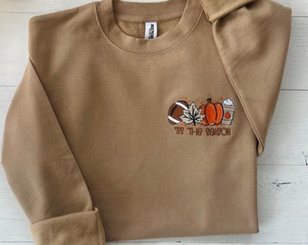 Embroidered Thanksgiving Sweatshirt, football season shirt, Fall Cozy Sweatshirt, Embroidered Sweatshirt, Womens Fall Outfit, Fall Sweater