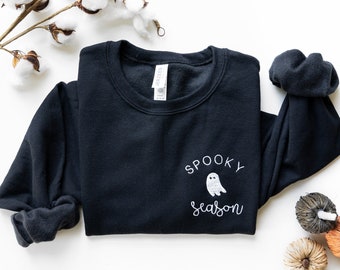 Spooky Season, Embroidered Halloween Sweatshirt, Ghost Sweatshirt, Womens Halloween Sweatshirt, Halloween Shirt, Spooky Vibes Sweatshirt