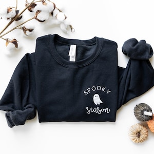 Spooky Season, Embroidered Halloween Sweatshirt, Ghost Sweatshirt, Womens Halloween Sweatshirt, Halloween Shirt, Spooky Vibes Sweatshirt