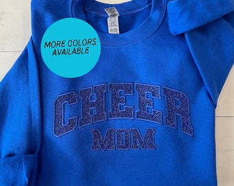 Glitter Cheer Mom sweatshirt, Cheer Mama gift, Embroidered Cheer Mom sweater, Cheerleading Mom tee, School Spirit shirt, Womens sparkle top