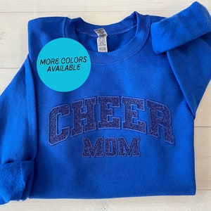 Glitter Cheer Mom sweatshirt, Cheer Mama gift, Embroidered Cheer Mom sweater, Cheerleading Mom tee, School Spirit shirt, Womens sparkle top