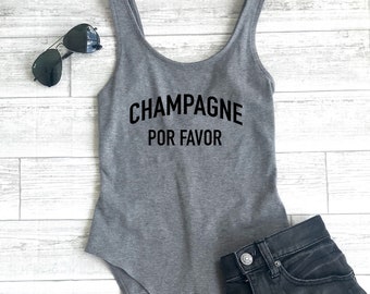 Cute women's bodysuit, champagne Por favor, Brunch bodysuit, Sunday outfit, Cute women's outfit, women's bodysuit, cute summer outfit,