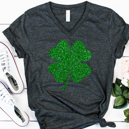 Womens St Pattys Day Shirt Glitter Shamrock Tee St Pattys - Etsy