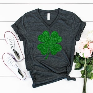 Womens st pattys shirt, glitter shamrock tee, st patricks day shirt, womens st paddys, cute st pattys shirt, st pattys women