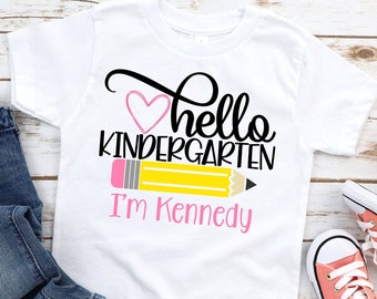 Kindergarten outfit, hello kindergarten shirt, first day of school shirt, Kindergarten tee, announcement Kindergarten tee, kindergarten tee