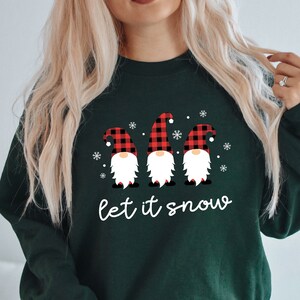 Christmas Gnomes Sweatshirt, Womens Christmas Crewneck, Womens Christmas Sweatshirt, Christmas Sweatshirt, Let it Snow, Christmas Pajamas