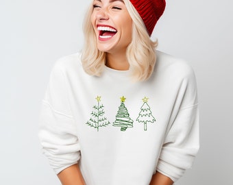 Embroidered Christmas Crewneck, Holiday Crewneck, Embroidered Christmas Sweatshirt, Holiday Sweatshirt, Merry and Bright Sweater