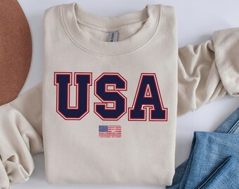 4th of July Sweatshirt, USA shirt, Womens 4th of July, America Shirt, 4th of July, Patriotic Shirt, Red White and Blue, 4th of July Pullover