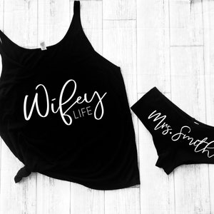 Wifey life, Custom bride underwear,Gift for husband,Honeymoon sleepwear,Custom wedding gift,bachelorette gift,Custom bridal shower gift set