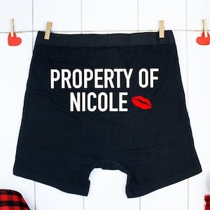 valentines day gift boyfriend, funny boyfriend gift, valentines day gift, property of boxers, funny mens underwear, gift for him