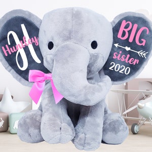 big sister gift, big brother gift, new baby gift, big sister elephant, big brother elephant, keepsake elephant, personalized elephant
