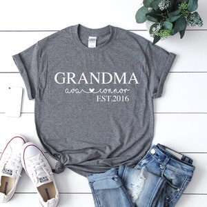 Mothers day gift for grandma, grandmother gift, custom grandma shirt, grandma gift from grandchildren, birthday gift for grandma image 1