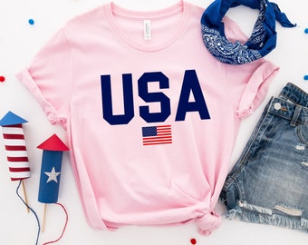 Womens 4th of July Shirt, Patriotic USA Tee