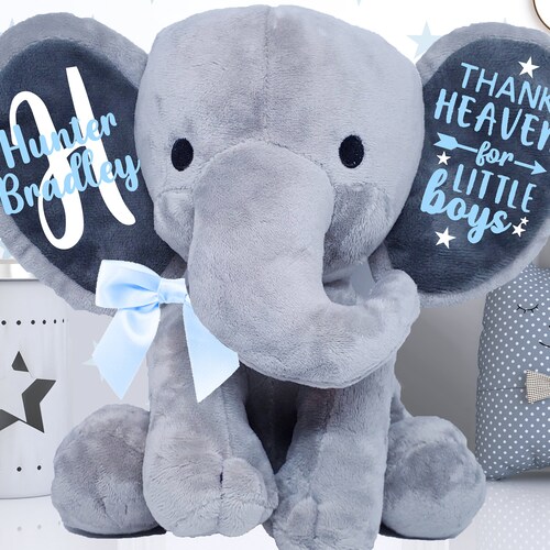 Elephant Stuffed Animal Personalized Elephant Baby Shower Etsy