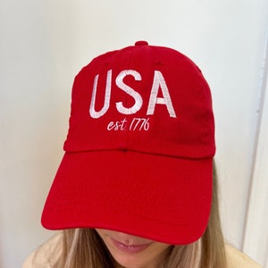 Embroidered USA Hat, 4th of July Embroidered hat, Fourth of July Parade Outfit, 1776 Hat, America cap, Patriotic Gift, Independence day gift