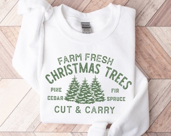 Christmas Sweater Women, Farm Fresh Christmas Tree, Womens xmas, Womens Christmas Sweatshirt, Christmas Sweatshirt, Christmas Pajamas