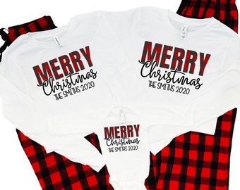 Buffalo plaid Christmas t-shirts, Matching Mommy and me Christmas shirts, Matching family pajamas, Family matching Christmas shirts