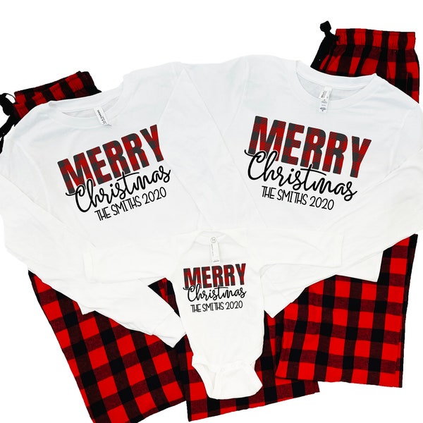 T-shirts de Noël à carreaux Buffalo, chemises de Noël assorties maman et moi, pyjamas de famille assortis, chemises de Noël assorties pour la famille