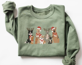 Christmas Dog Sweatshirt, Womens Christmas Sweatshirt, Christmas Sweater, Merry Christmas Sweatshirt, Christmas Crewneck Sweatshirt