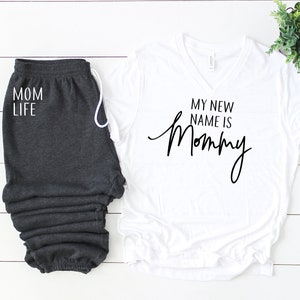 mom coming home outfit, baby shower gift for mom, new mom gift set, new mom shirt, new mom sweatpants, mom outfit, gift for new mom