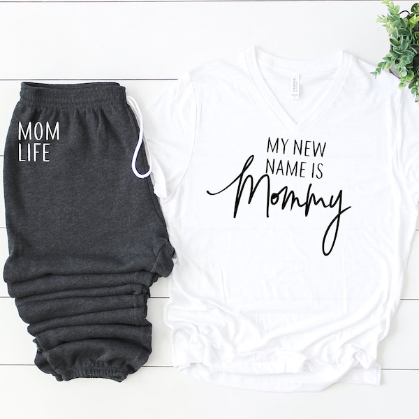 New Mom Outfit, "My New Name is Mommy" Shirt and Sweatpants Set