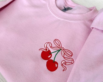 Coquette Sweatshirt, Coquette Bow, Embroidered Sweatshirt, Girly Sweatshirt, Sweatshirt with Bow, Womens Coquette, Pink Bow Sweatshirt