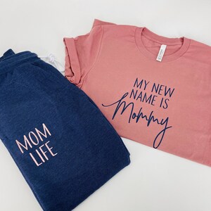 mom coming home outfit, baby shower gift for mom, new mom gift set, new mom shirt, new mom sweatpants, mothers day quarantine shirt