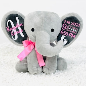 birth announcement keepsake- keepsake new baby gift - baby keepsake - birth stat elephant - baby gift - personalized elephant - baby shower