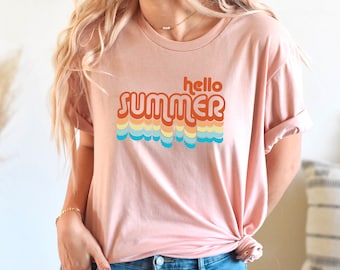 Hello summer shirt, summer shirt, vacation shirt, summer tank, retro summer shirt, beach vacation tank, beach day tank, summer birthday gift