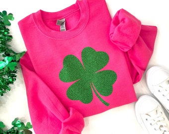 Glitter St. Pattys Day Sweatshirt - Womens St. Patricks Day Sweatshirt - Women's Saint Paddy's Day Outfit - Glitter Shamrock