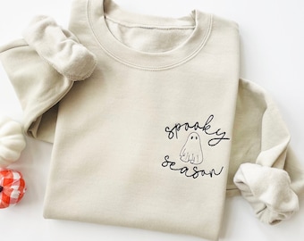 Halloween Embroidered Sweatshirt, Halloween Sweatshirt, Embroidered Halloween Sweatshirt, Ghost Sweatshirt, Womens Halloween Crewneck