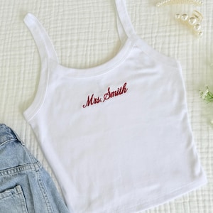 Custom Bride Tank, Future Mrs. Tank Top, Bridal Tank, Mrs. Tank, Embroidered Spaghetti Strap Tank Top, Bridal Gift, Engagement Gift