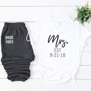 bride tshirt, I said yes, bridal gift set, gift set for bride, just engaged gift set, bride sweatpants, future mrs shirt, girlfriend fiance image 1