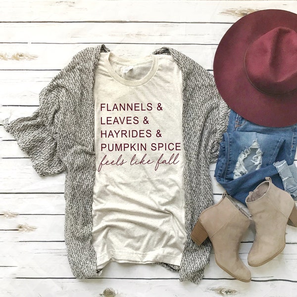 Cute Women's Fall Tee -Fall Shirt Women -hello fall shirt -fall t-shirt for women- Feels like fall top-Pumpkin spice shirt- Shirt for Fall