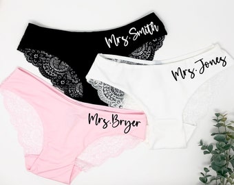 Personalise Bride Honeymoon Panties Custom Name Gift Lace Thong  Bachelorette Party Gifts Bridesmaid Wedding Party Lingerie - AliExpress