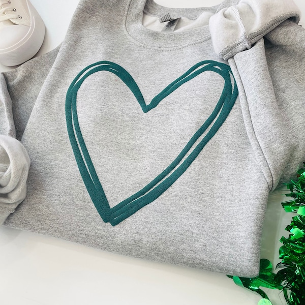 Heart Sweatshirt - Embossed Puff St. Patricks Day Sweatshirt - Women's St. Patricks Day - St Patty's Day Crewneck Sweatshirt -