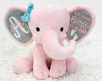 birth announcement elephant - keepsake elephant - baby keepsake - birth stat elephant - baby gift - personalized elephant - baby shower