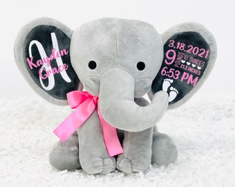 birth announcement keepsake- keepsake new baby gift - baby keepsake - birth stat elephant - baby gift - personalized elephant - baby shower