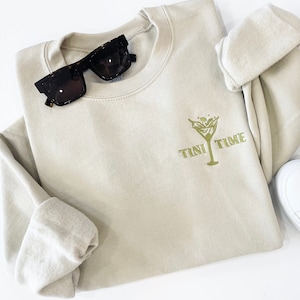 Martini Sweatshirt, Embroidered Martini Sweater, Tini Time, Martini Time, Birthday Gift for Her, Martini Lover Gift, Social Club Sweatshirt