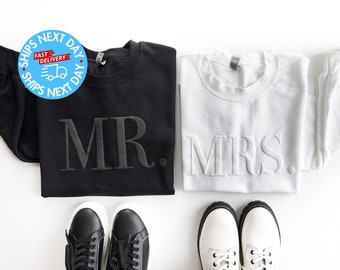 Embossed Honeymoon Sweatshirts, Mr and Mrs Sweatshirts, Couples Sweatshirts, Bridal Shower Gift, Matching Couples Sweatshirts