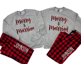 Our First Christmas Pajamas, Couples Christmas pajamas, Matching Christmas Pajamas, Mr and Mrs Couple Pajamas, Newlywed Christmas Pajamas