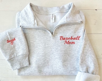 Embroidered Baseball Mom sweatshirt, Custom Baseball Gift, Baseball Parent with name, Custom Baseball Dad sweater, Mama top, gift for mom